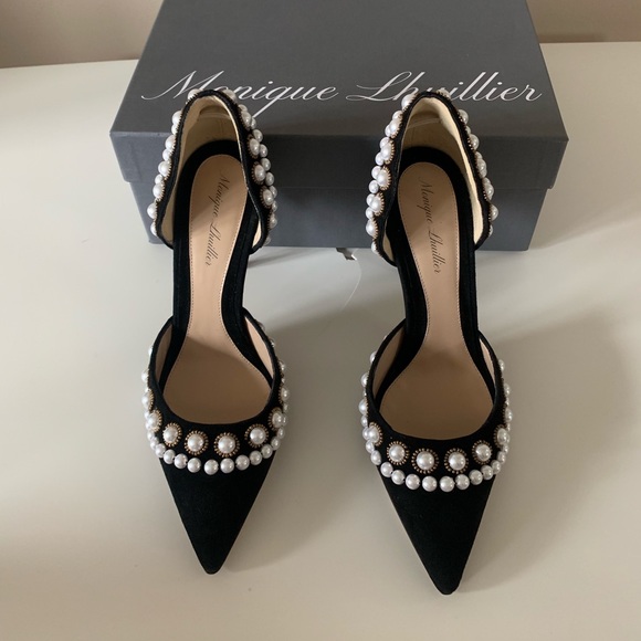 Monique Lhuillier Shannon Suede Pearl Pump - Picture 3 of 6